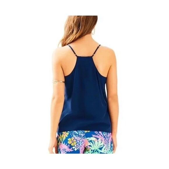 Lilly Pulitzer Cami Tank Top Womens Size S Navy Blue V-Neck Adjustable - Picture 2 of 7